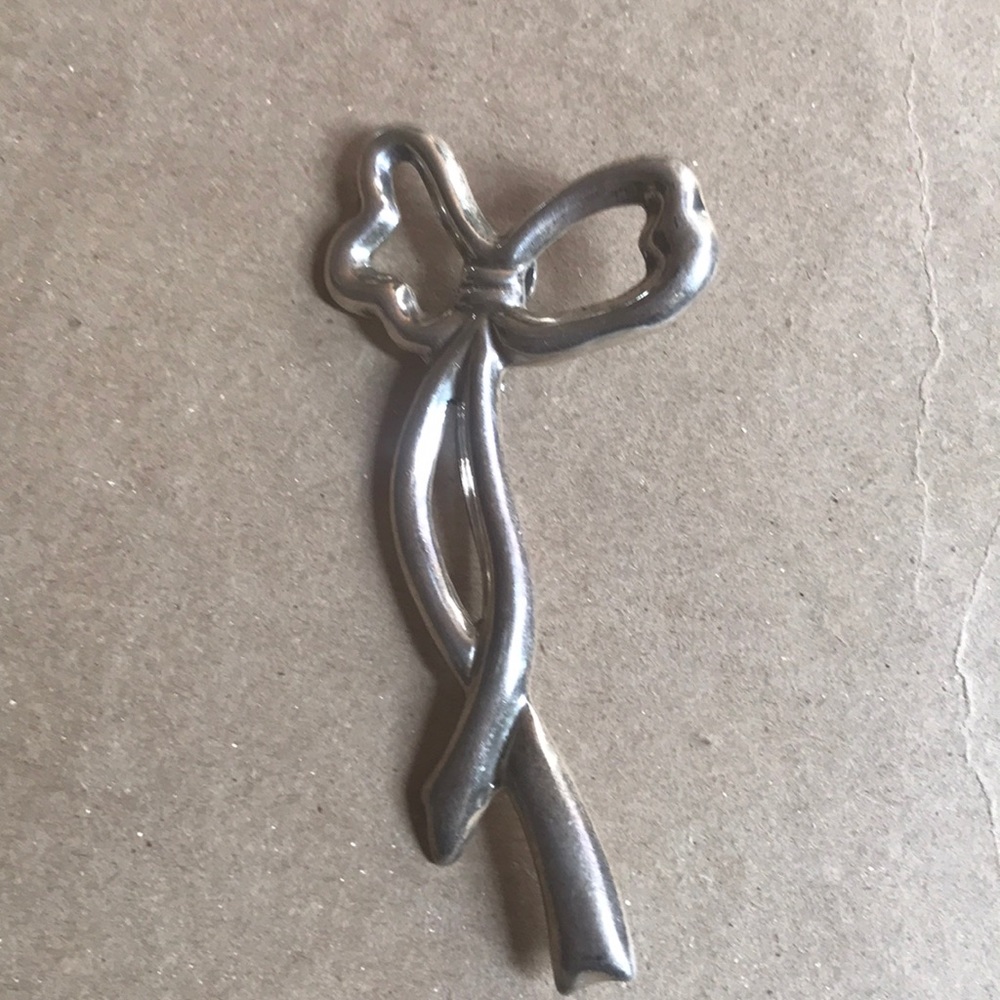 VINTAGE 925 STERLING SILVER BOW BROOCH / pendant
